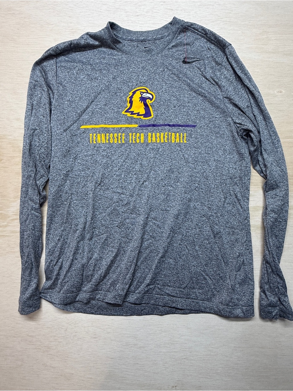 Nike Dri-Fit Tennessee Tech Basketball Long Sleeve Shirt Grey Heather Men's L